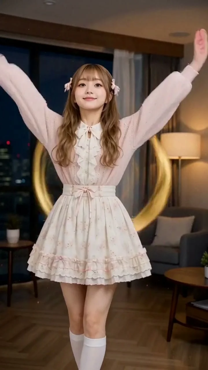 家に帰って、飛びついてくる子がいたら。ひまりが金の軌道が回るディスコで踊り出す15秒【AIが踊るショート】会話は誰にも見られない、追加料金なし