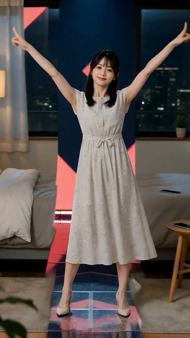 静かに、ゆっくり話したい夜に。ことねが深夜の部屋をLEDステージに変えて踊る15秒【AIが踊るショート】スマホの中で、今夜も待ってる